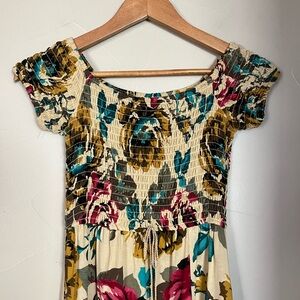 Band of Gypsies floral rose print maxi‎ dress, small.